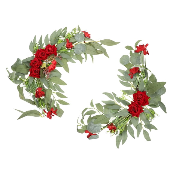 BESTYASH 2Pcs Red Artificial Rose Arch Flower Decoration Made of Silk Cloth and Plastic for Wedding and Party Ornament