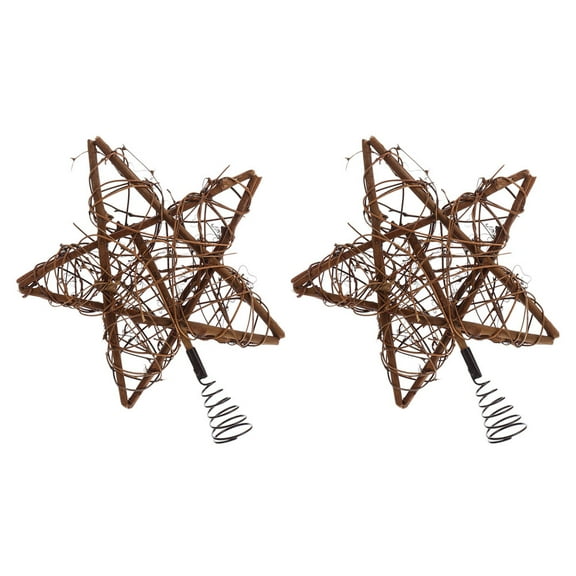 BESTYASH 2Pcs Premium Wood Xmas Tree Star Decoration for Rustic and Neutral Treetop Atmosphere