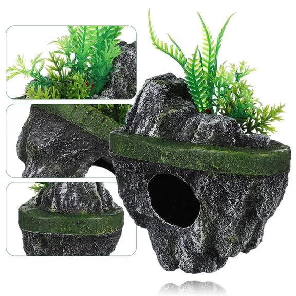BESTYASH 2-Pack Realistic Resin Floating Aquarium Rocks Fish Decorations for Tropical Aquatic Scenery Hideouts