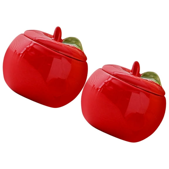 BESTYASH Set of 2 Red Ceramic Cookie Jar Candle Holders for Holiday Parties, Home Decor, and Giving