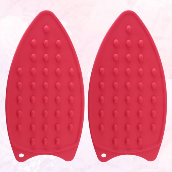 BESTYASH 2-Pack Red Silicone Nonstick Iron Rest Pads with Heat Insulation for Dining Table and Ironing Board
