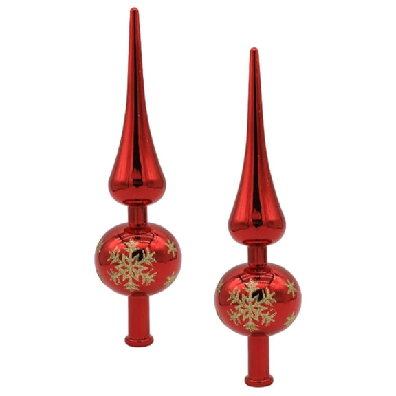 BESTYASH 2-Pack Red Plastic Christmas Tree Toppers, Spherical Holiday Ornaments for Xmas Tree Decoration and Festive Home Decor