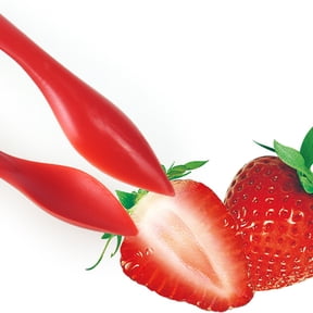 BESTYASH 2-Pack Red Plastic Strawberry Stem Remover Clamp with Sleek Design for Home and Kitchen Use
