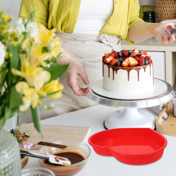 BESTYASH 2Pcs Red Silicone Heart Pan Set Nonstick Bakeware for Oven Microwave Kitchen Use