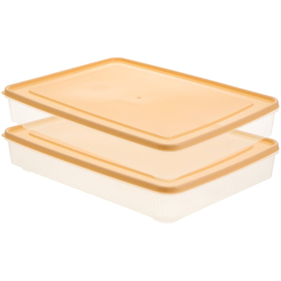 BESTYASH 2Pcs Refrigerator Egg Organizer Case Stackable Beige Durable Easy to Use At Home