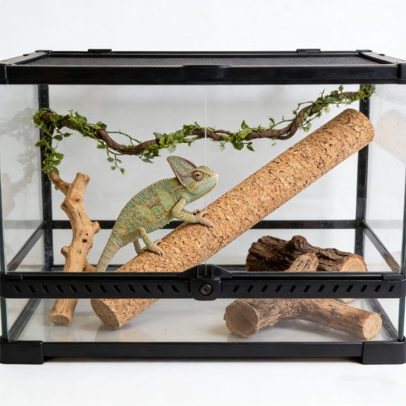 BESTYASH 2Pcs Reptile Climbing Sticks Made from Cork Wood for Terrarium Pet Branch Accessories