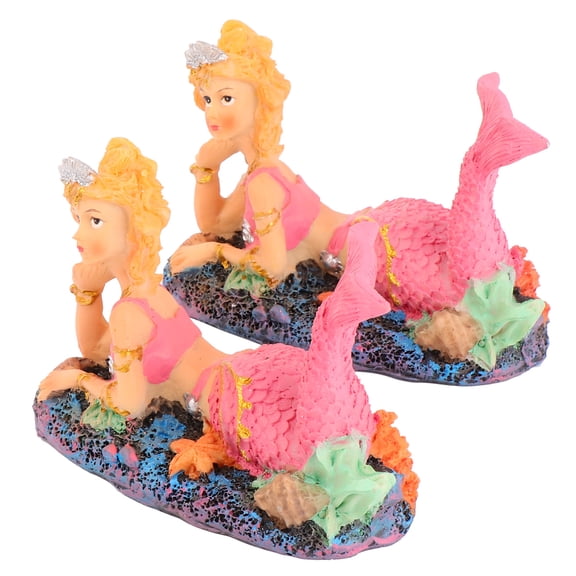 BESTYASH 2-Pack Resin Mermaid Aquarium Decorations, Assorted Colors, Fish Ornaments for Visual Appeal and Aquatic Themes