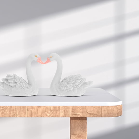 BESTYASH 2Pcs Resin Swan Figurines White Vivid Simulation Durable for Outdoor and Indoor Decor