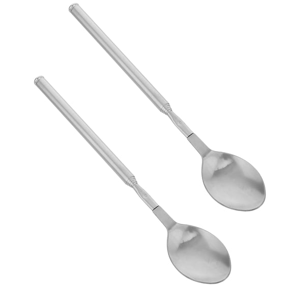 BESTYASH 2Pcs Retractable Stainless Steel Spoon Multiuse Extendable Spoon for Dinner and Camping
