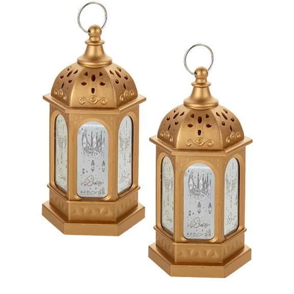 BESTYASH Retro Golden LED Lantern for Home Decoration with Elegant Light Effects 2Pcs