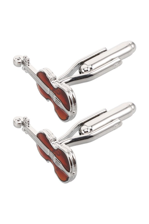 2Pcs Retro Violin Cufflinks Set Alloy French Shirt Cuff Links for Wedding