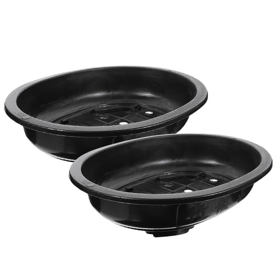 BESTYASH 2Pcs Oval Bonsai Pot Black Plastic Large Flower Pot for Indoor Planting and Garden Decor