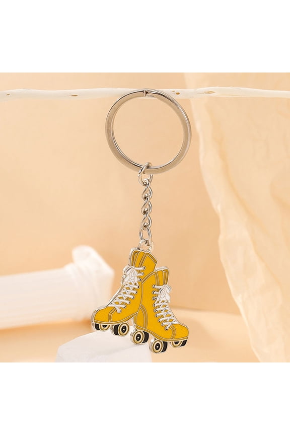 2Pcs Roller Skate Key Ring Metal Multi Fashion Keychains for Women