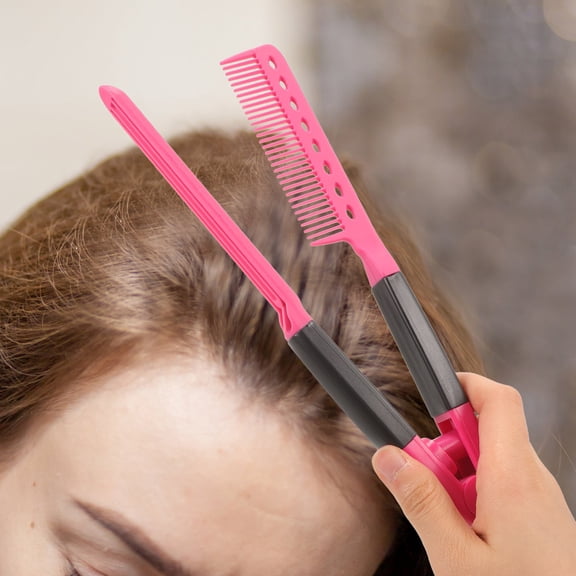 BESTYASH 2Pcs Salon Hair Straightening Comb Foldable V Shaped Hair Styling Tool