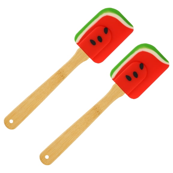 BESTYASH 2Pcs Bamboo Handle Silicone Ideal for Cake Scraping Mixing and Cooking