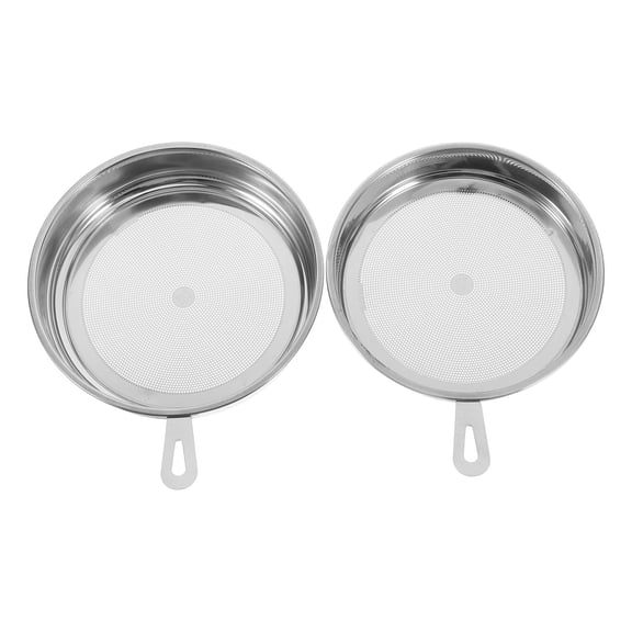 BESTYASH 2Pcs Silver Oil Strainer Pot Filter Cover Stainless Steel with Tight Mesh for Kitchen Use