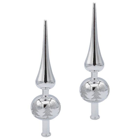 BESTYASH 2Pcs Spherical Xmas Treetop Ornament Silver Plastic for Restaurant Decorations