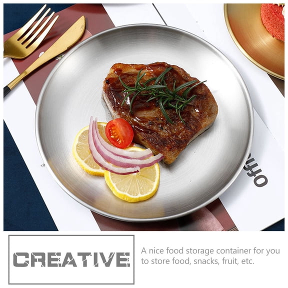 BESTYASH 2-Pack Stainless Steel Round Serving Plates Dishes for Large Events and Catering