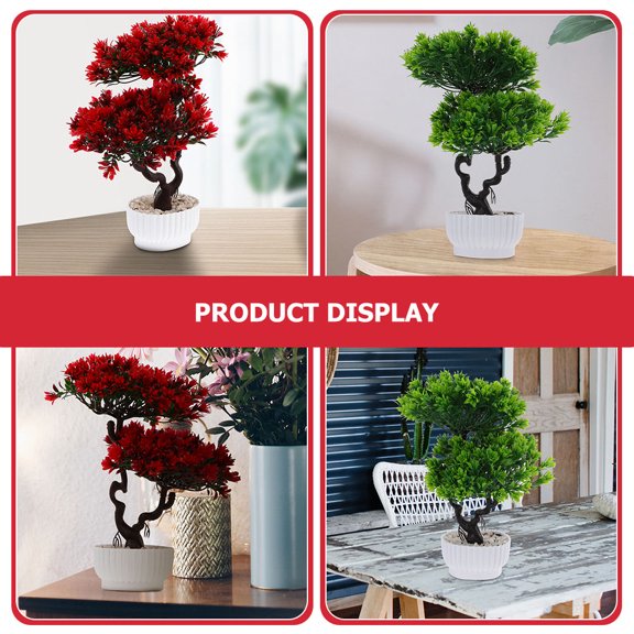 BESTYASH 2Pcs Simulation Bonsai Ornament Artificial Guest-Greeting Pine Tree Plastic Flower Decor for Home