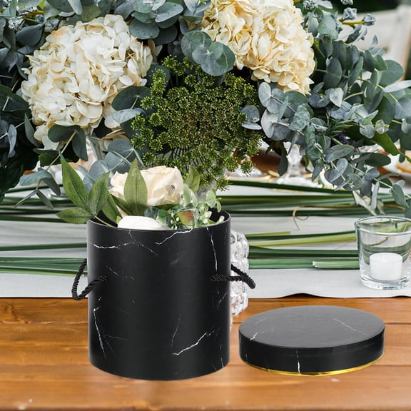 BESTYASH 2-Pack Single Rose Box Black Cardboard Handheld Flower Packaging for Christmas Party Decor