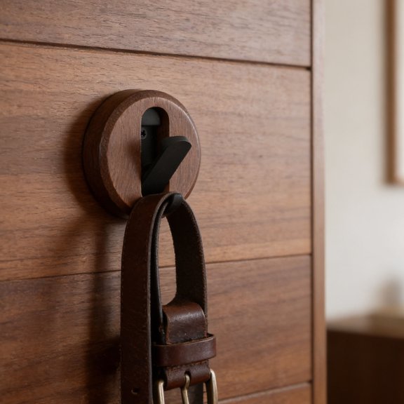 BESTYASH 2Pcs Space Saving Foldable Walnut Wood Coat Hooks Wall Mount Rack for Hats Backpacks Towels