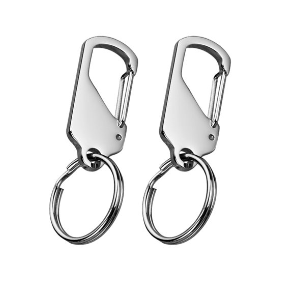 BESTYASH 2Pcs Stainless Steel Keychain Durable Silver Key Holder with Anti Lost Feature for Car Key Use