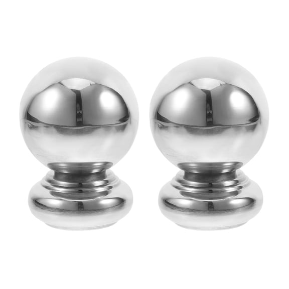 BESTYASH 2Pcs Sturdy Plated Silver Steel Ball Finials for Decorative Outdoor Fence and Staircase Post Toppers
