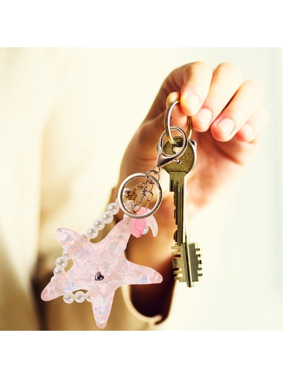 2-Pack Stylish Assorted Color Seashell Keychains Beach Theme Key for Car, Bag, and Accessories