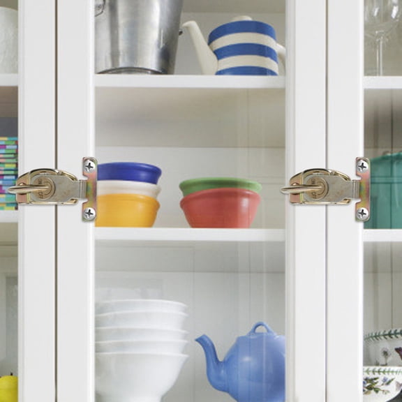 BESTYASH 2Pcs Tabletop Hasp Fasteners with Prompt Lock Iron Buckles for Secure Dining Table Leaf and Cabinet