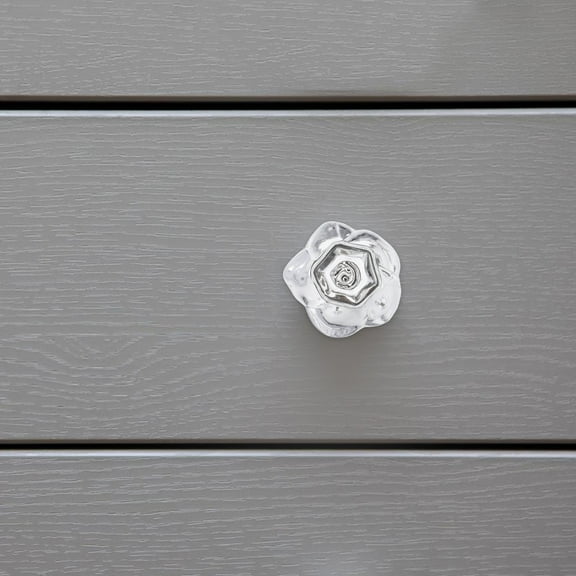 BESTYASH 2Pcs Transparent Acrylic Crystal Drawer Pulls with Rose Flower Shape for Cabinet Doors