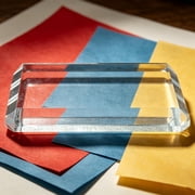 BESTYASH 2Pcs Transparent Office Paperweight Clear Glass Blocks for Desktop and Craft Use