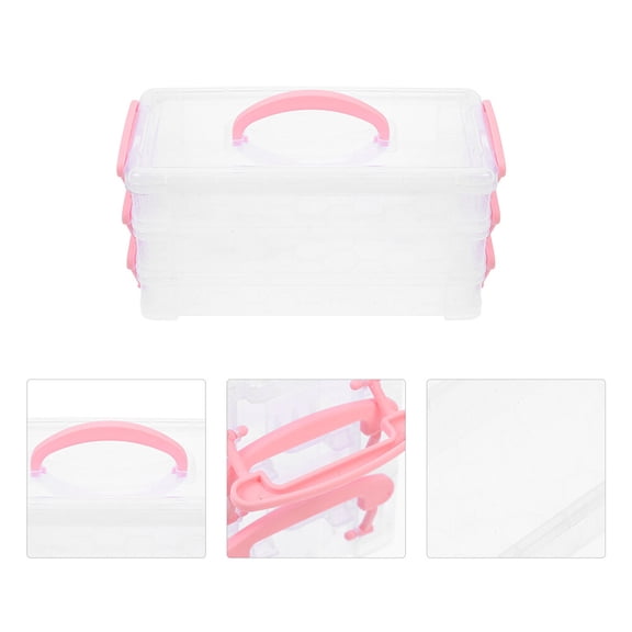 BESTYASH 2Pcs Transparent Pencil Holder Stackable Compact Wear Resistant Stationery Box