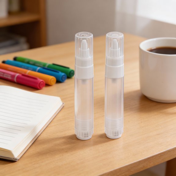 BESTYASH 2Pcs Transparent Refillable Paint Marker Pens with Flat Tip for Versatile Material Use