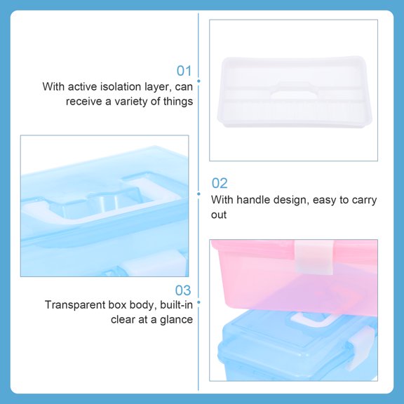 BESTYASH 2Pcs Versatile Storage Container with Handle Assorted Color for Medicine and Tools