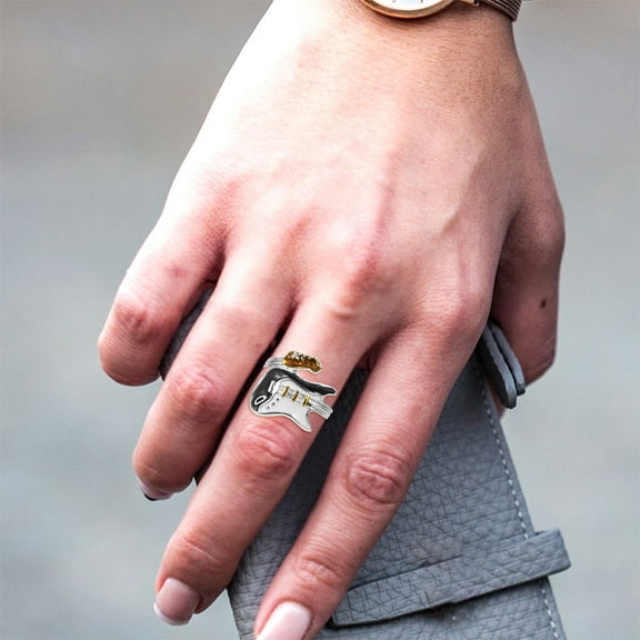 BESTYASH 2Pcs Vintage Inspired Music Instrument Rings Stainless Steel for Graduation and Everyday Fashion