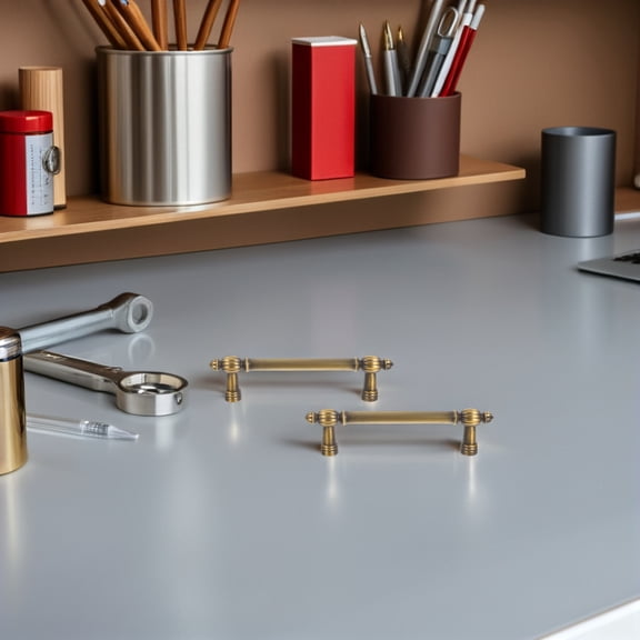 BESTYASH Set of 2 Zinc Alloy Cabinet Handles in Light Brown Vintage Pulls for Furniture