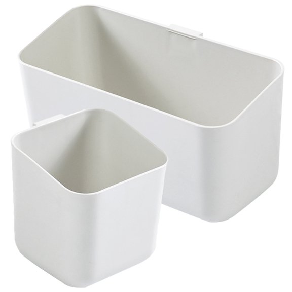 BESTYASH 2Pcs Wall Hanging Rack ABS Storage Container White for Bathroom and Kitchen Organization