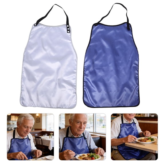 BESTYASH 2Pcs Washable Adult Bibs with Adjustable Straps Gray and Navy