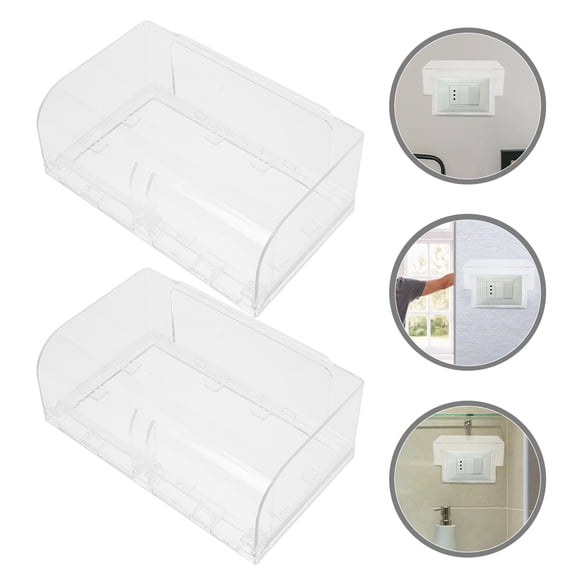 BESTYASH 2Pcs Waterproof Double Socket Cover Transparent Adhesive Indoor Protective Wall Socket Box