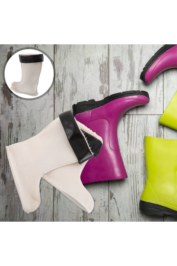 Set of 2 White Boot Liners with Soft Plush Cushioning for Winter Walking, Outdoor Activities, Hiking, and Cold Weather Comfort