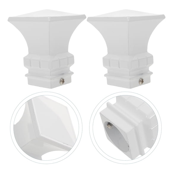 BESTYASH 2-Pack White Decorative Curtain Rod Finials Metal End Caps with Roman Style for Window Drapery and Home Decor