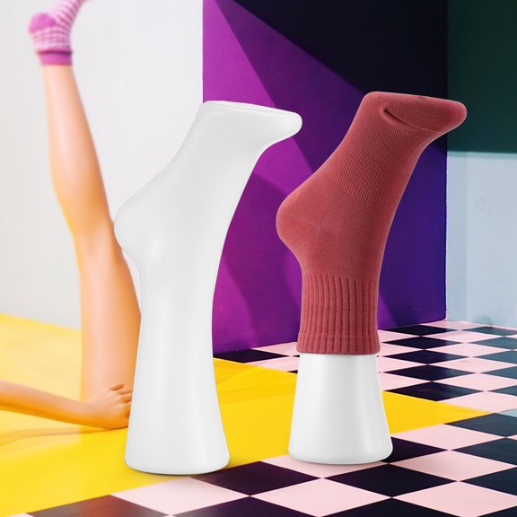 BESTYASH 2Pcs White Plastic Foot Model Sock Display Holder with Stable Stand for Shoe Shops