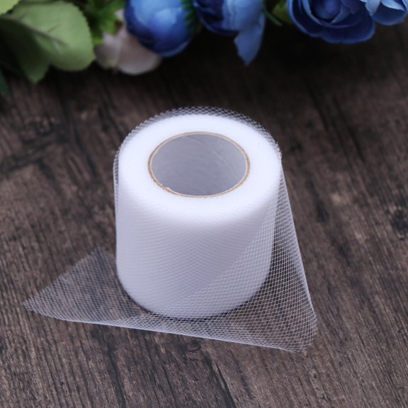 BESTYASH 2Pcs White Polyester Gauze Roll Tulle Yarn for DIY Wedding Table and Chair Sash Decorations