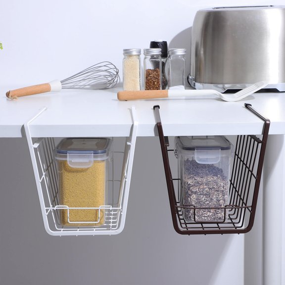 BESTYASH 2Pcs Wire Under Shelf Baskets with Sturdy Hooks for Kitchen and Room Storage