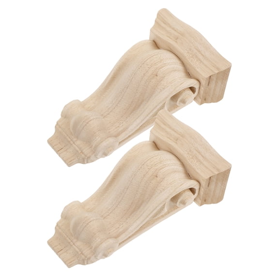 BESTYASH 2Pcs Wooden Carved Onlay Decorative Wood Trim in Khaki for Interior Space Decoration