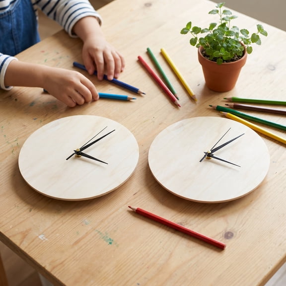 BESTYASH 2-Pack Wooden Clock Face Replacement Kit, Beige Wood, Ideal for Wall Clock Repair and Crafting Projects