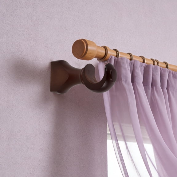 BESTYASH 2Pcs Wooden Curtain Rod Support Bracket Coffee Finish Heavy Duty Design for Home Drapery Hardware