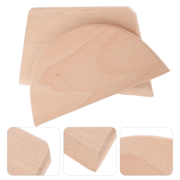 BESTYASH 2Pcs Wooden Dough Slicer Light Brown Kitchen Scraper for Pizza Dough and Baking Sheets
