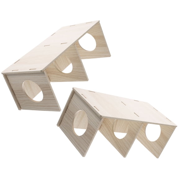BESTYASH 2Pcs Wooden Hamster Houses Khaki Decorative Hideouts for Cage Natural Durable Bite Resistant