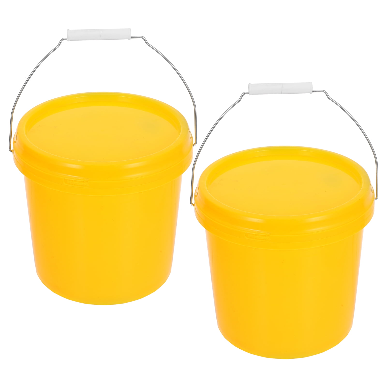 BESTYASH 2-Pack Yellow Plastic Buckets with Lids, Multipurpose for Home ...
